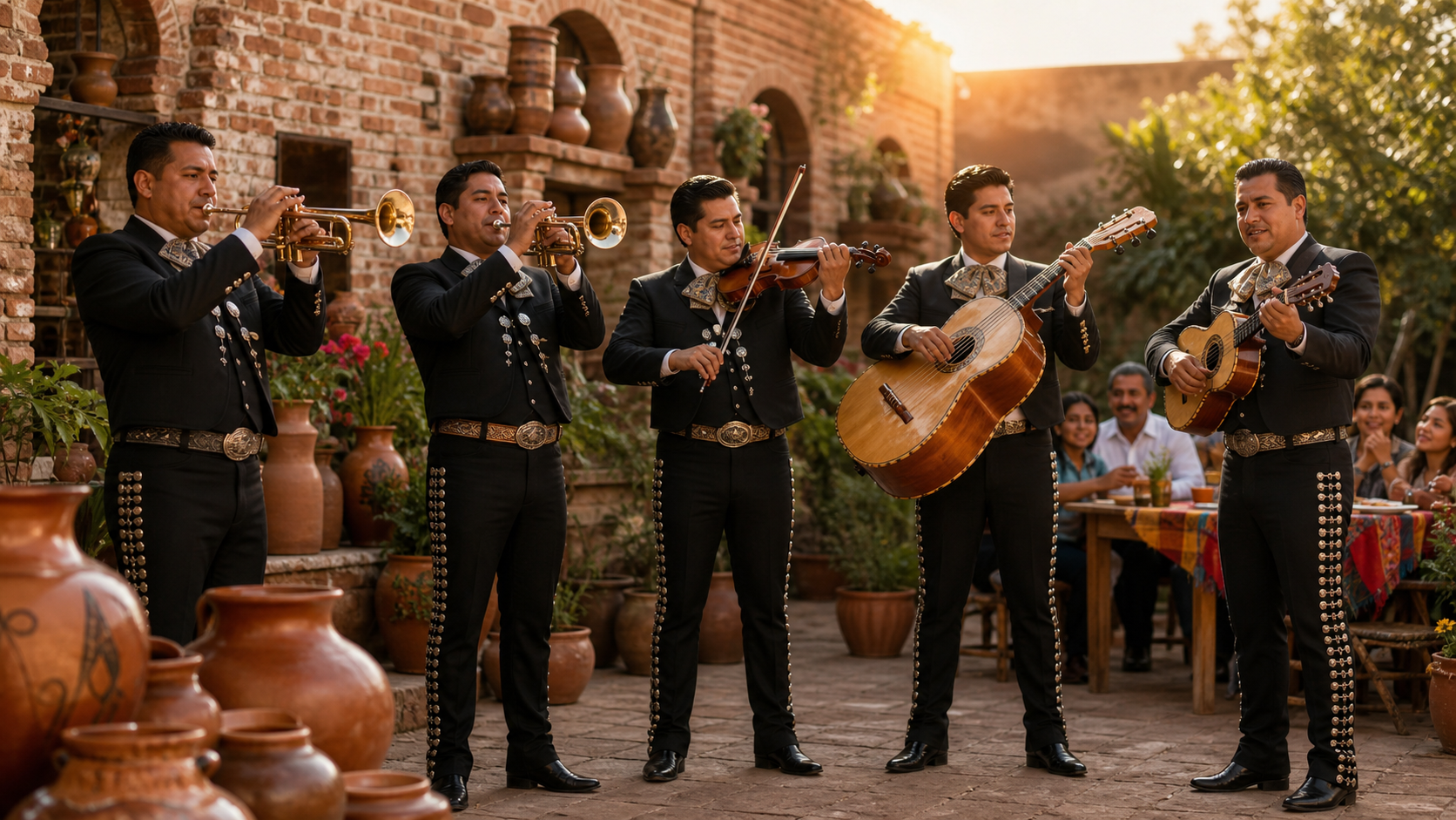 Mariachi amenizando una fiesta familiar en Tonalá